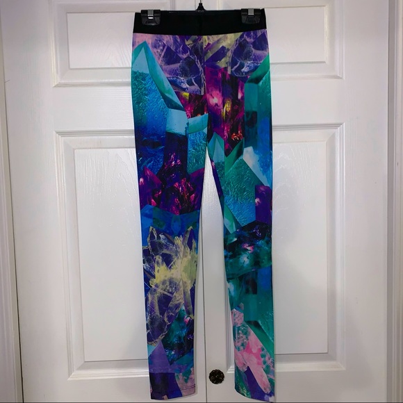 NEW Crystals Quartz Amethyst Gemstone Print Leggings - Picture 2 of 5